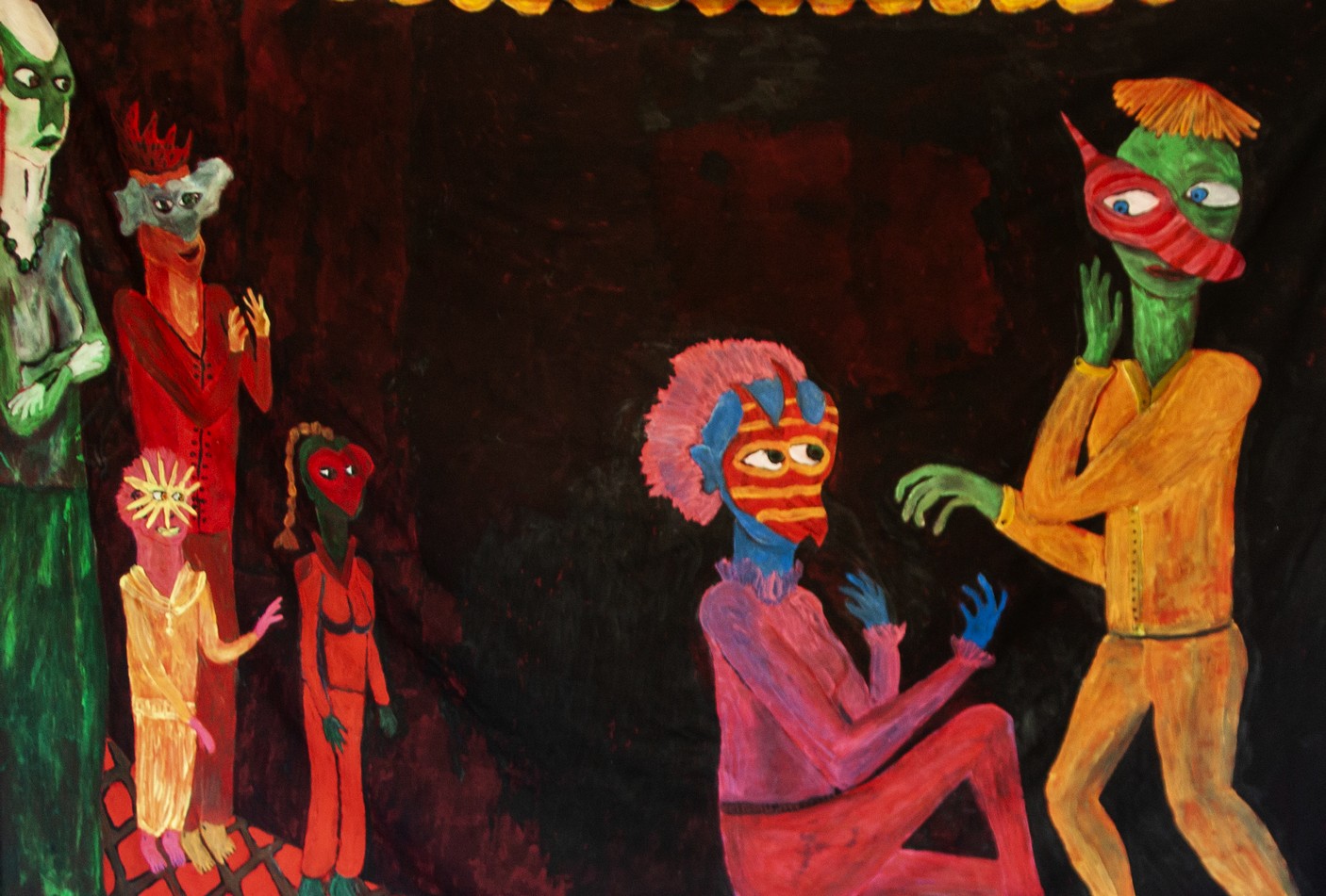Gros plan sur une grande peinture exposée au Musée Pluralium à Villers-Cotterêts